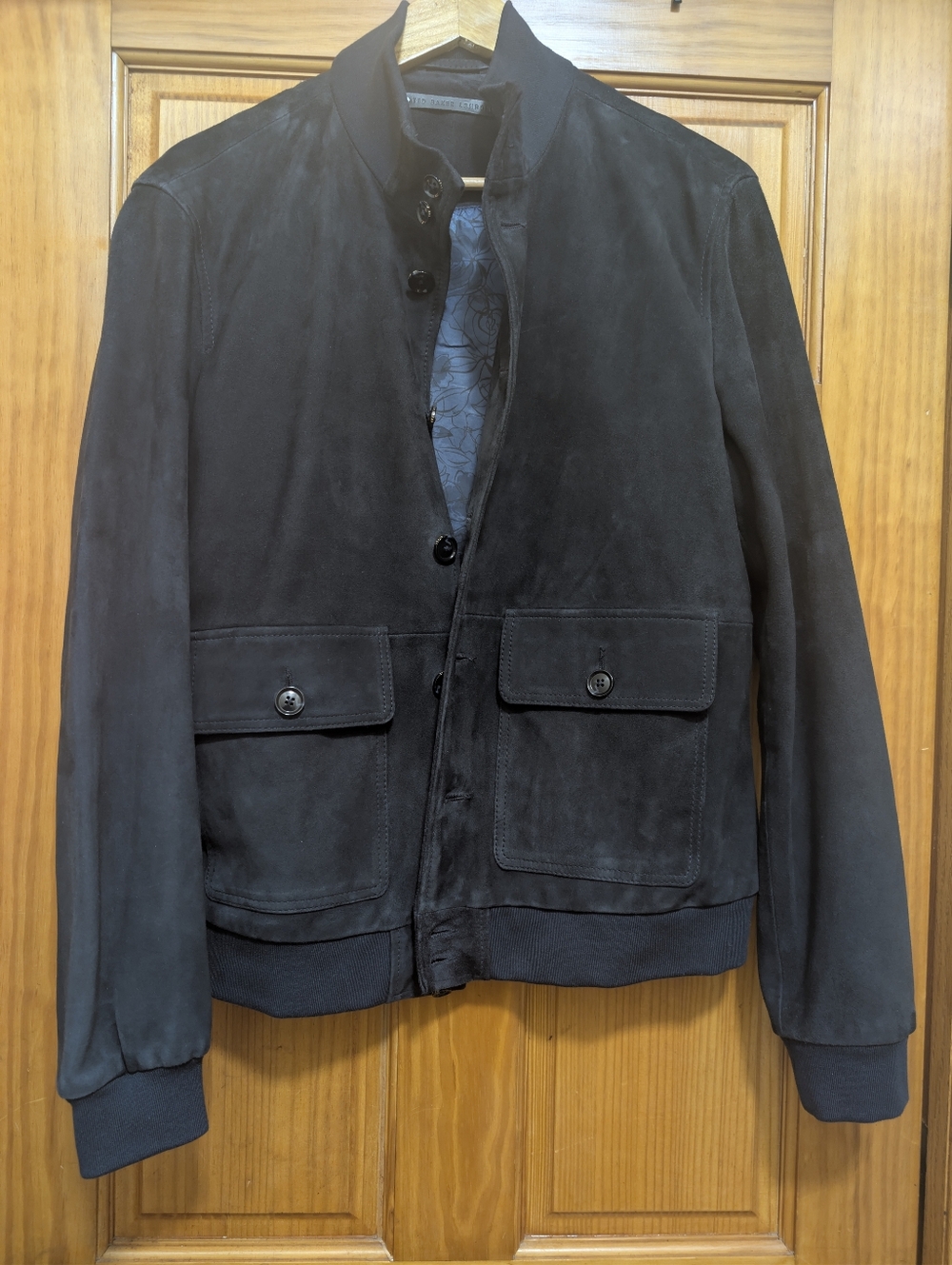 Ted Baker London Navy Suede Bomber Jacket - Medium